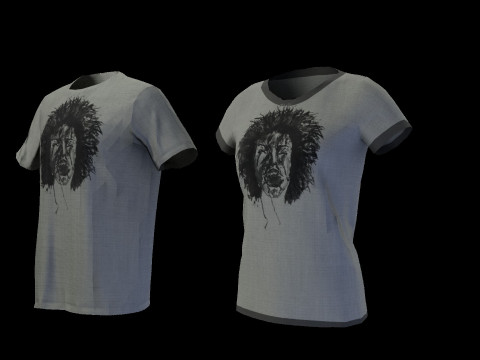 T-shirt graphique Low Poly pour hommes et femmes, plusieurs couleurs - Mod&egrave;le de v&ecirc;tements 3D Modèle 3D
