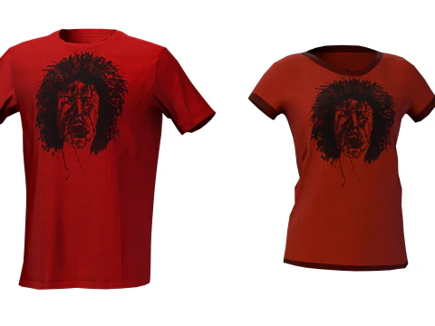 Low Poly Male Female Graphic T-Shirt Multiple Colors - 3D Clothing Model 3D Model