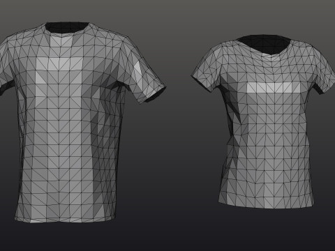 Low Poly Male Female Graphic T-Shirt Multiple Colors - 3D Clothing Model 3D Model