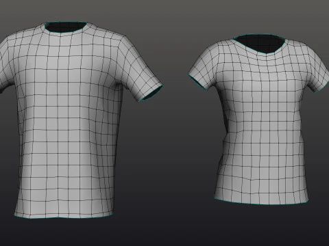 Low Poly Male Female Graphic T-Shirt Multiple Colors - 3D Clothing Model 3D Model