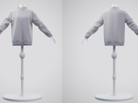 Rollkragen-Strickpullover-Cardigan auf weiblicher Schaufensterpuppe 3D Modell