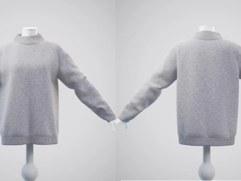 Turtleneck Knit Sweater Cardigan on Female Mannequin 3D Model