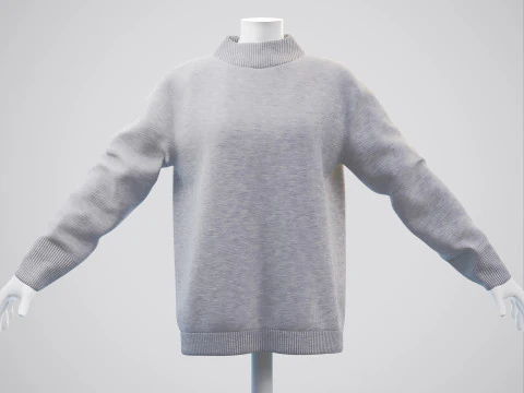 Turtleneck Knit Sweater Cardigan on Female Mannequin 3D Model