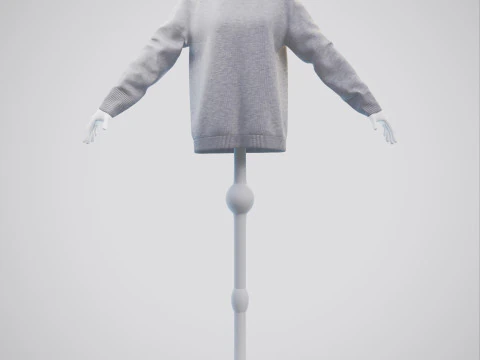 Turtleneck Knit Sweater Cardigan on Female Mannequin 3D Model