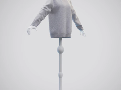 Turtleneck Knit Sweater Cardigan on Female Mannequin 3D Model