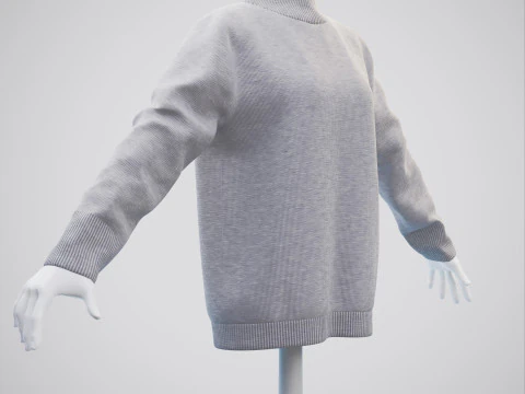 Turtleneck Knit Sweater Cardigan on Female Mannequin 3D Model