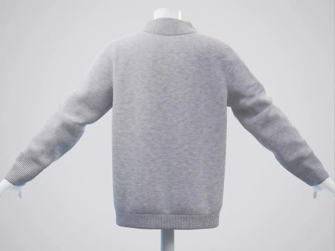 Turtleneck Knit Sweater Cardigan on Female Mannequin 3D Model