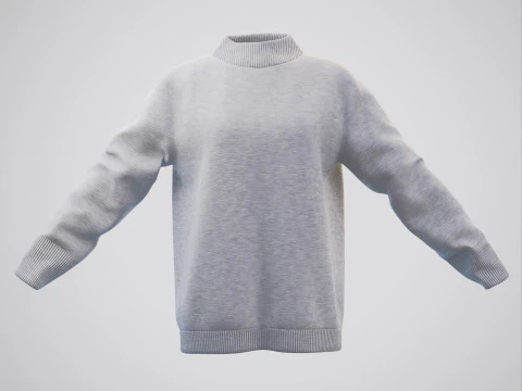 Turtleneck Knit Sweater Cardigan on Female Mannequin 3D Model