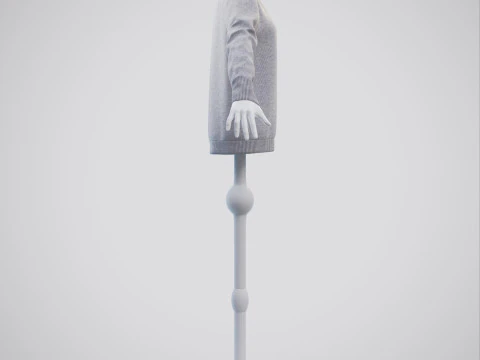 Turtleneck Knit Sweater Cardigan on Female Mannequin 3D Model
