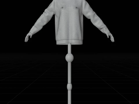 Turtleneck Knit Sweater Cardigan on Female Mannequin 3D Model