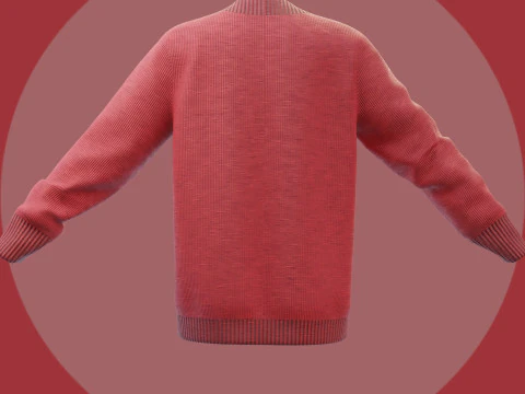 Red Christmas Knit Cardigan Sweater on Female Mannequin 3D Model