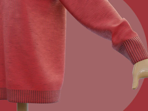 Red Christmas Knit Cardigan Sweater on Female Mannequin 3D Model