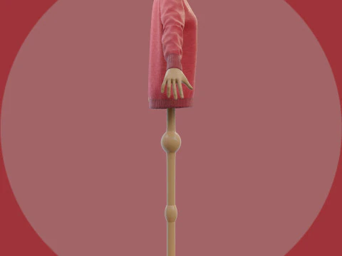 Red Christmas Knit Cardigan Sweater on Female Mannequin 3D Model