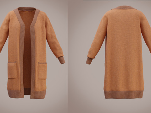 Pull cardigan en tricot mod&egrave;le de v&ecirc;tements 3D Modèle 3D