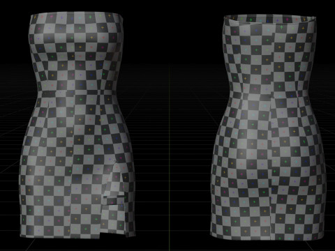 Strapless Tube Bodycon Dress with Side Slit Fitted Short Dress 3D Model