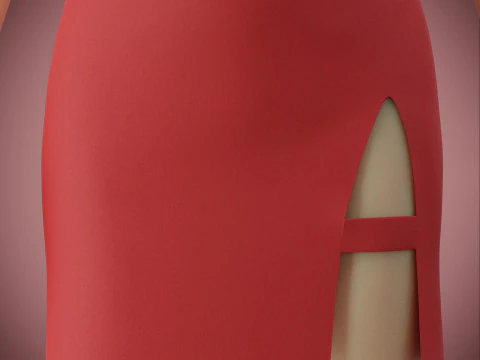 Strapless Tube Bodycon Dress with Side Slit Fitted Short Dress 3D Model