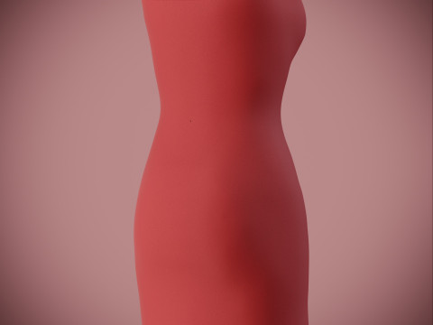 Strapless Tube Bodycon Dress with Side Slit Fitted Short Dress 3D Model