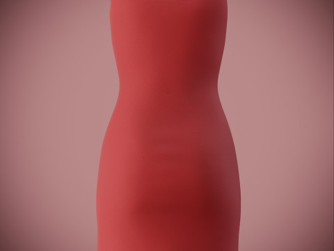 Strapless Tube Bodycon Dress with Side Slit Fitted Short Dress 3D Model