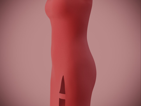 Strapless Tube Bodycon Dress with Side Slit Fitted Short Dress 3D Model