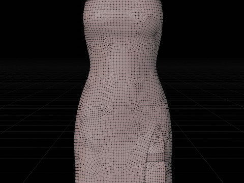 Strapless Tube Bodycon Dress with Side Slit Fitted Short Dress 3D Model