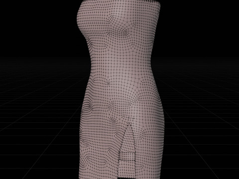 Strapless Tube Bodycon Dress with Side Slit Fitted Short Dress 3D Model