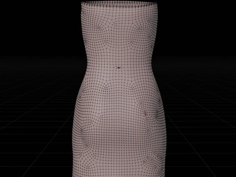 Strapless Tube Bodycon Dress with Side Slit Fitted Short Dress 3D Model