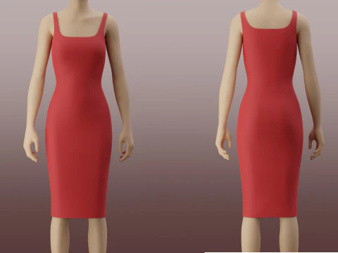 Vestido l&aacute;pis Bodycon Modelo de roupa Modelo 3D