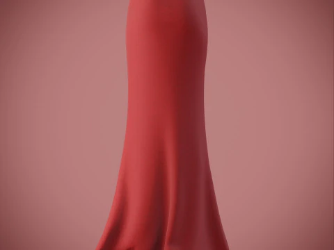 Red Evening Gown with High Slit 3D Fashion Clothing Model 3D Model
