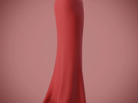 Red Evening Gown with High Slit 3D Fashion Clothing Model 3D Model
