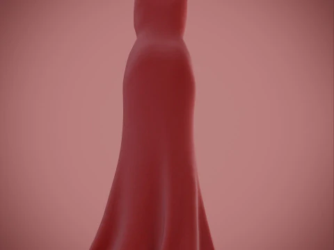 Red Evening Gown with High Slit 3D Fashion Clothing Model 3D Model