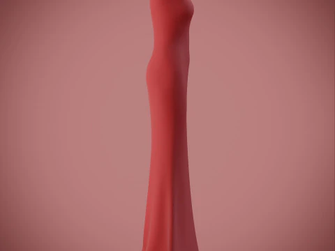 Red Evening Gown with High Slit 3D Fashion Clothing Model 3D Model
