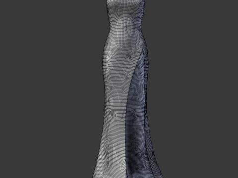 Red Evening Gown with High Slit 3D Fashion Clothing Model 3D Model