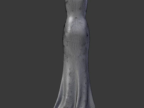 Red Evening Gown with High Slit 3D Fashion Clothing Model 3D Model