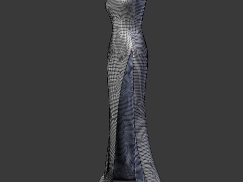Red Evening Gown with High Slit 3D Fashion Clothing Model 3D Model