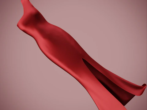 Asymmetric One-Shoulder Satin Gown Formal Dress 3D Model
