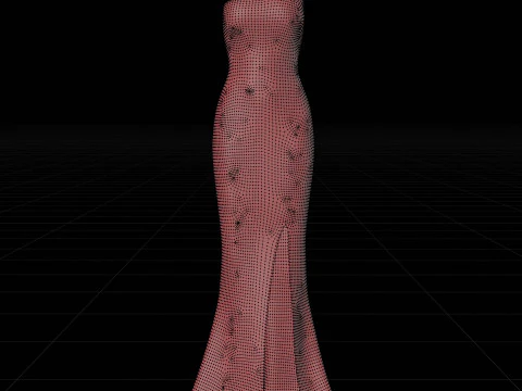 Asymmetric One-Shoulder Satin Gown Formal Dress 3D Model