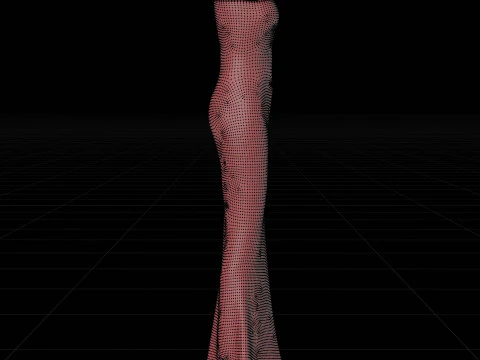 Asymmetric One-Shoulder Satin Gown Formal Dress 3D Model
