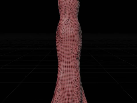 Asymmetric One-Shoulder Satin Gown Formal Dress 3D Model