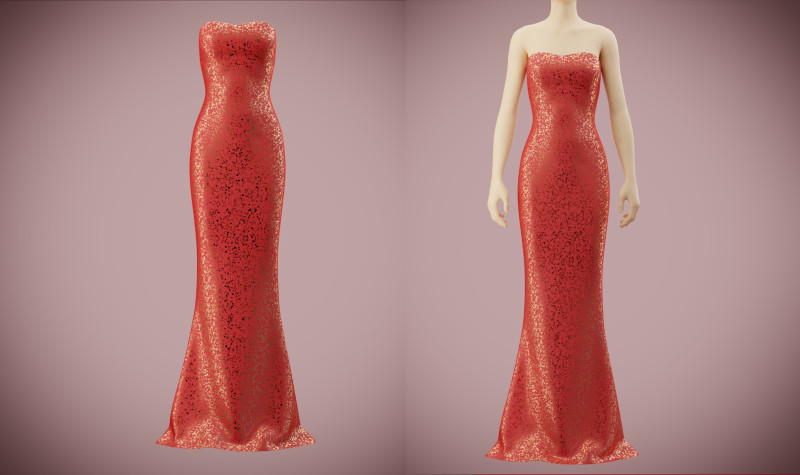 Elegant Sequin Silk Evening Gown Sleeveless Tube Formal Dress 3D Model .c4d .max .obj .3ds .fbx .stl .blend