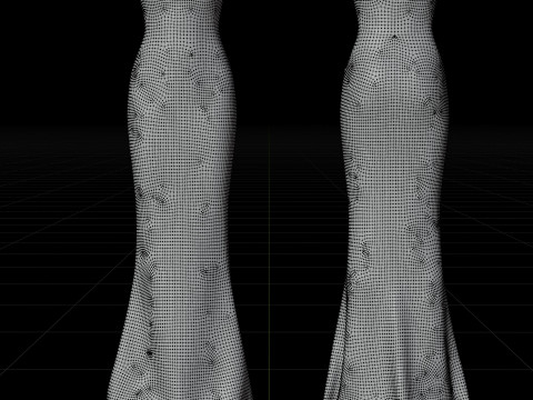 Elegant Sequin Silk Evening Gown Sleeveless Tube Formal Dress 3D Model