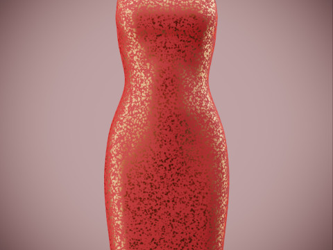 Elegant Sequin Silk Evening Gown Sleeveless Tube Formal Dress 3D Model