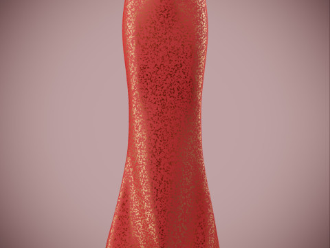 Elegant Sequin Silk Evening Gown Sleeveless Tube Formal Dress 3D Model