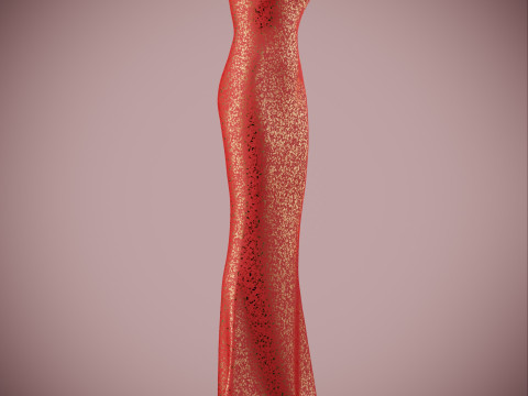 Elegant Sequin Silk Evening Gown Sleeveless Tube Formal Dress 3D Model