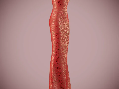 Elegant Sequin Silk Evening Gown Sleeveless Tube Formal Dress 3D Model