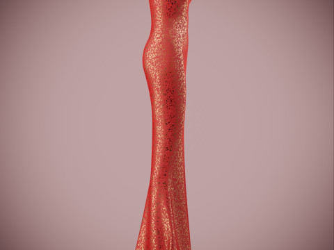 Elegant Sequin Silk Evening Gown Sleeveless Tube Formal Dress 3D Model