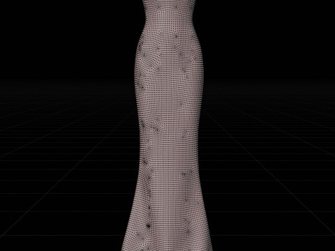 Elegant Sequin Silk Evening Gown Sleeveless Tube Formal Dress 3D Model