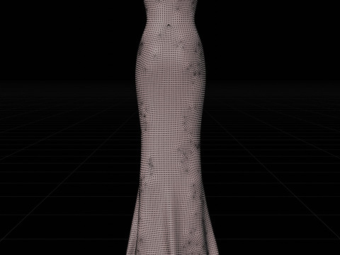 Elegant Sequin Silk Evening Gown Sleeveless Tube Formal Dress 3D Model