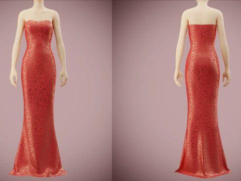 Red Gown Collection Pack Elegant Dresses Formal Wear Fashion Apparel 3D Model