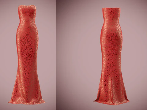 Red Gown Collection Pack Elegant Dresses Formal Wear Fashion Apparel 3D Model