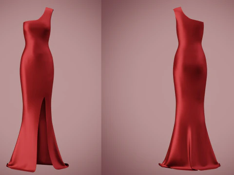 Red Gown Collection Pack Elegant Dresses Formal Wear Fashion Apparel 3D Model